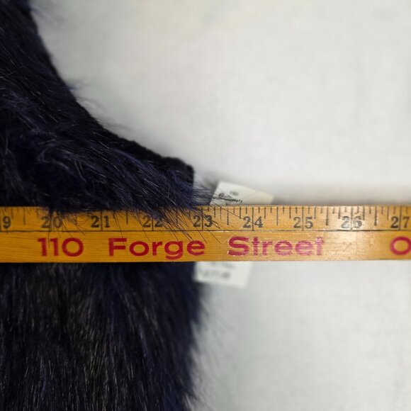 FDJ Faux Fur Vest XL Blue High Neck Full Zip Sleeveless Indie Vanguard New - Picture 7 of 9